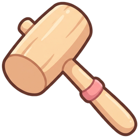 A wooden hammer