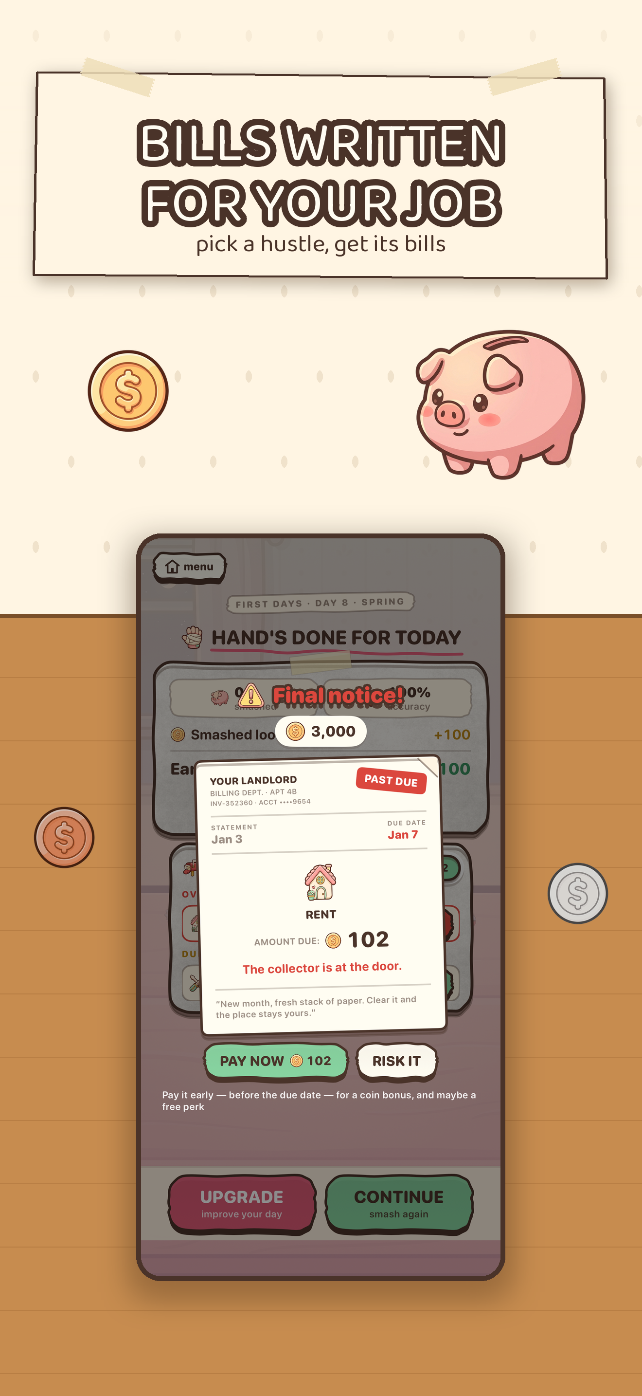 A bill arriving in the mailbox